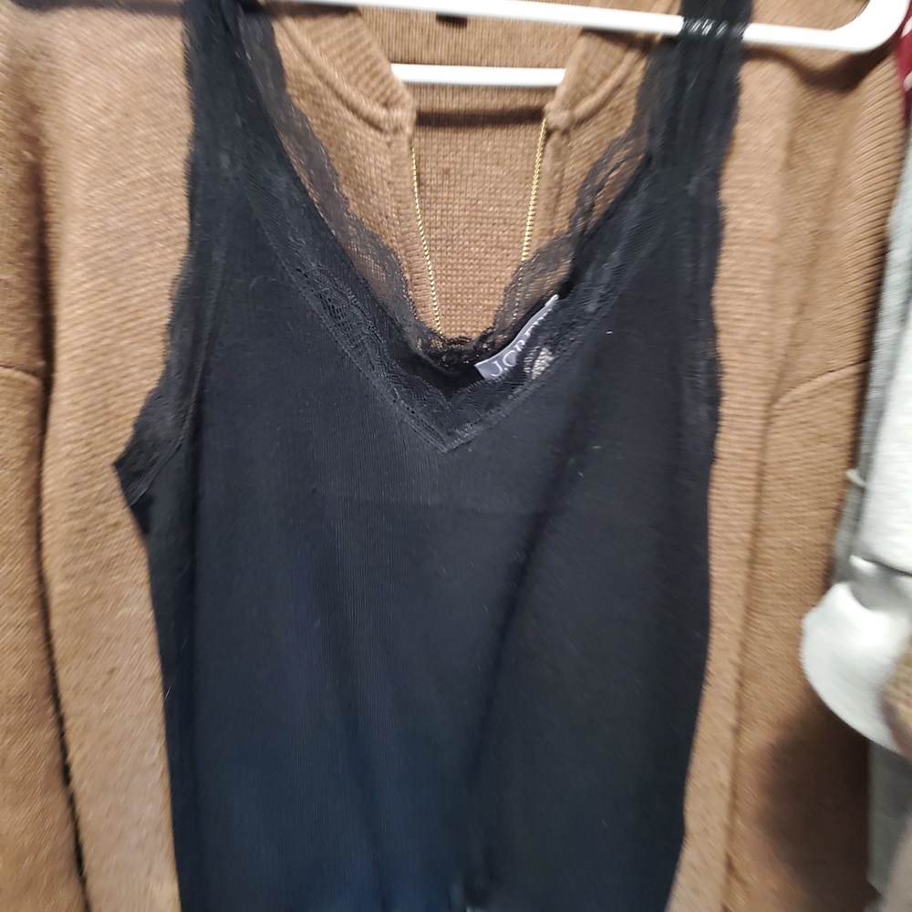 J. Crew Black Lace Trim Sweater Tank